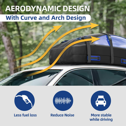 Car Rooftop Cargo Carrier Bag 20 Cubic Feet, 100% Waterproof Roof Bag Top Luggage Carrier for Any Vehicles with/Without Rack Cross Bar, Includes Anti-Slip Mat +4 Door Hooks +Storage Bag +Lock