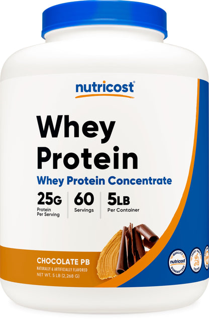 Nutricost Whey Protein Concentrate (Chocolate Peanut Butter) 5LBS - Gluten Free & Non-GMO