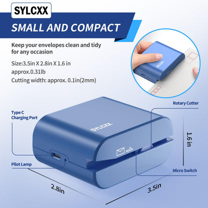 Rechargeable Electric Letter Opener - Electric Envelope Opener, Letter Openers Envelope Slitter for Office & Home Desks, Mail Openers with Safe Cutting and Portable Design