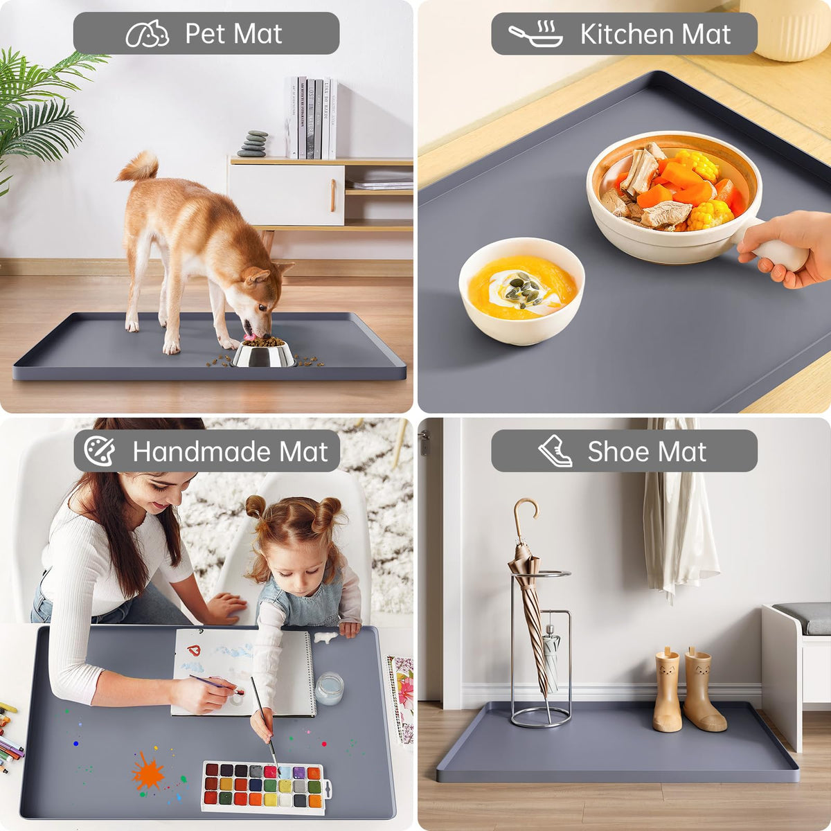 FLATO Waterproof Under Sink Mat 40" x 22" Shelf Liner for Kitchen and Bathroom, Cabinet Protector, Organizers and Storage, Flexible Silicone Drip Tray