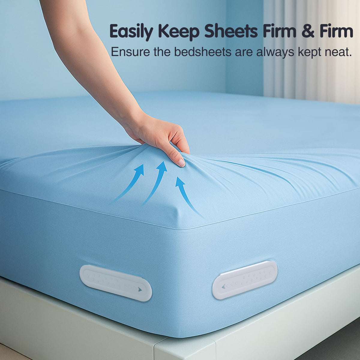 Eastappli Upgrade Bed Sheet Holders for Corners, Lock Sheet Holders, 4Pcs Fitted Sheet Holders Keep Sheets Firm & Tight,Durable Heavy Duty Bed Sheet Clips, Sheet Locks, Fit All Mattress Easy Install