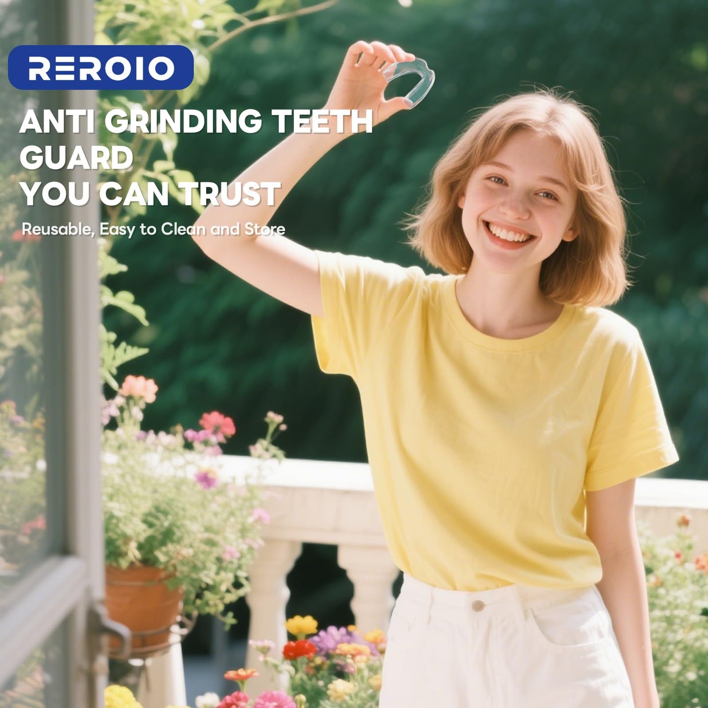 REROIO Anti Grinding Guard, Mouth Guard for Grinding Teeth at Night, Mouth Guard for Sleeping, Perfect fit Night Guards for Teeth Grinding, Reusable Mouthguard for Adults