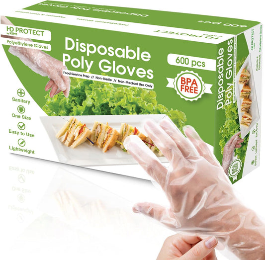Keppi 600 pcs Plastic Gloves - BPA & Latex Free - For Food Handling - Food Safe - Disposable Gloves for Cooking - Bulk Purchase - Great Fit