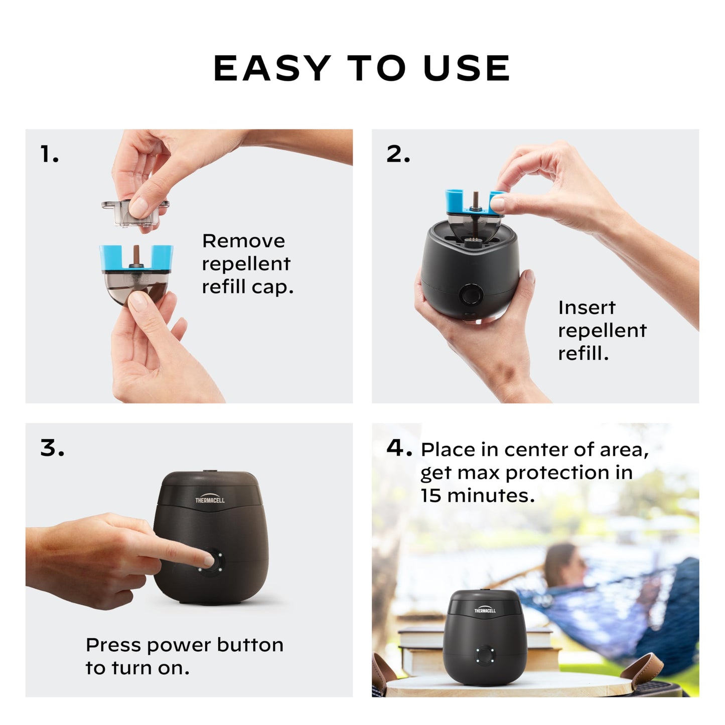 Thermacell E55 E-Series Rechargeable Mosquito Repeller with 20’ Mosquito Protection Zone; Graphite; Includes 12-Hr Repellent Refill; Bug Spray Alternative; Scent Free; No Candle or Flame