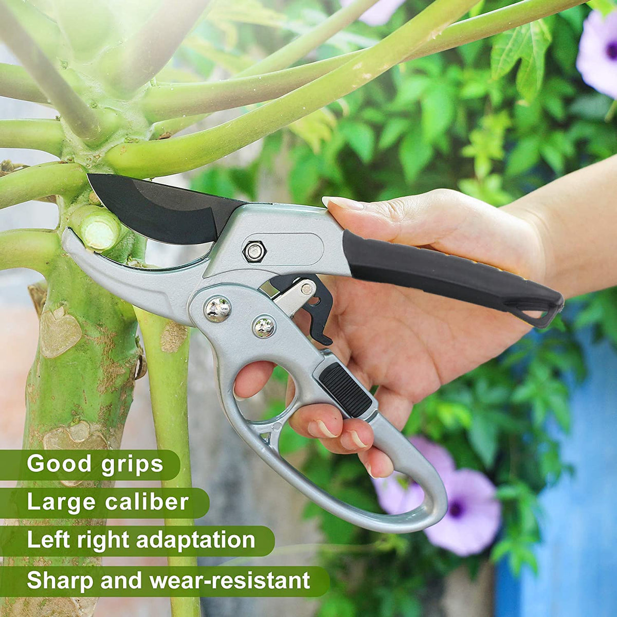 MEPEREZ Germany Pruning Shears, Arthritis Weak Hand Snips, Work 3 Times Easier, 1-Inch Cut Capacity Garden Clippers, Ergonomic handle, Rust resistant, high strength steel, Sharp