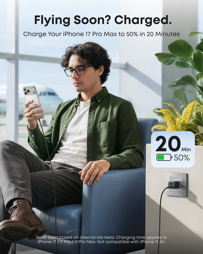 Anker Nano 45W Type C Charger Fast Charging, Compact and Foldable Plug USB C Charger Block for iPhone 17/16 Series, MacBook, Pixel 9, iPad, Samsung Galaxy S25 Ultra / S24 Series (6 ft Cable Included)