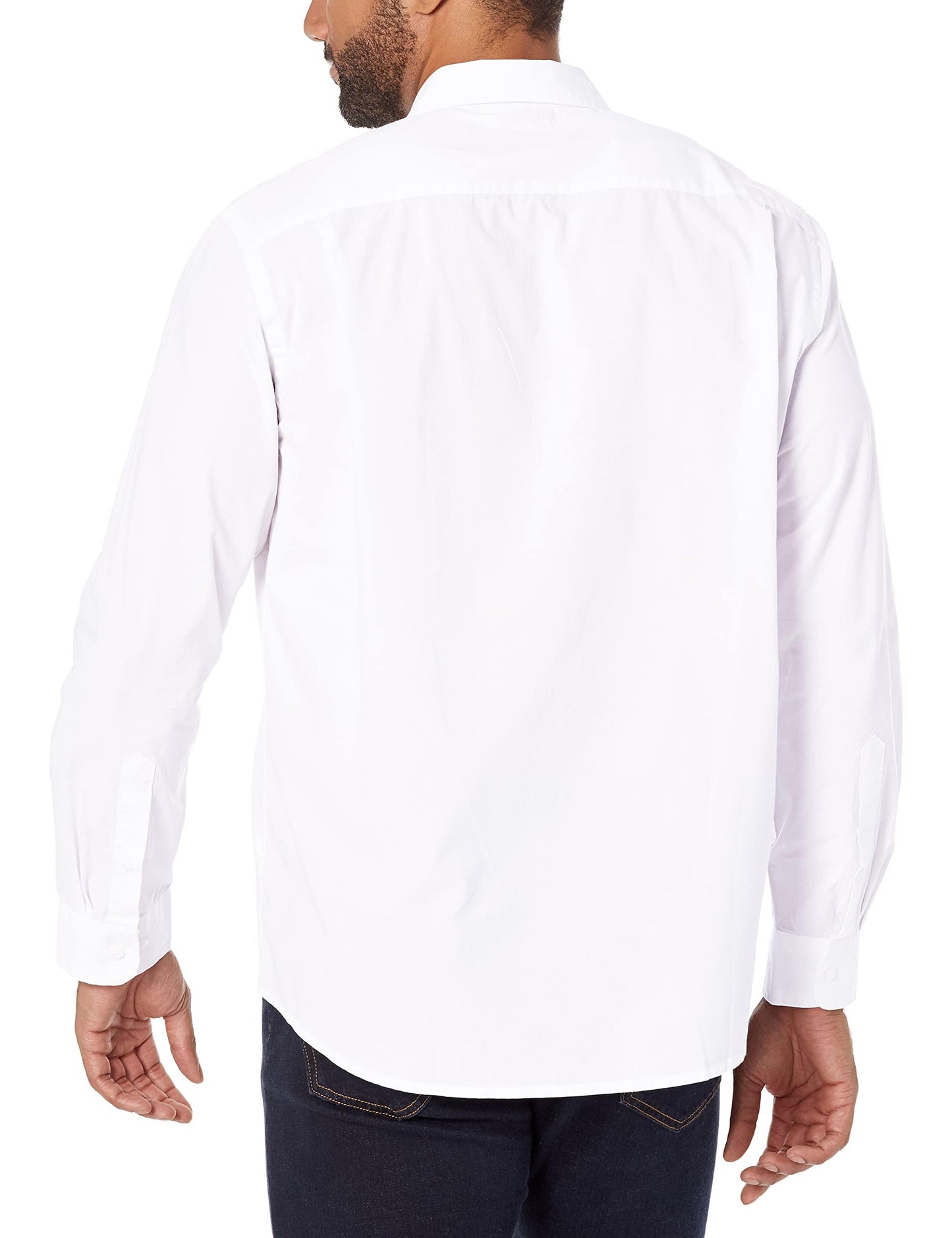 Amazon Essentials Men's Regular-Fit Long-Sleeve Casual Poplin Shirt, White, XX-Large