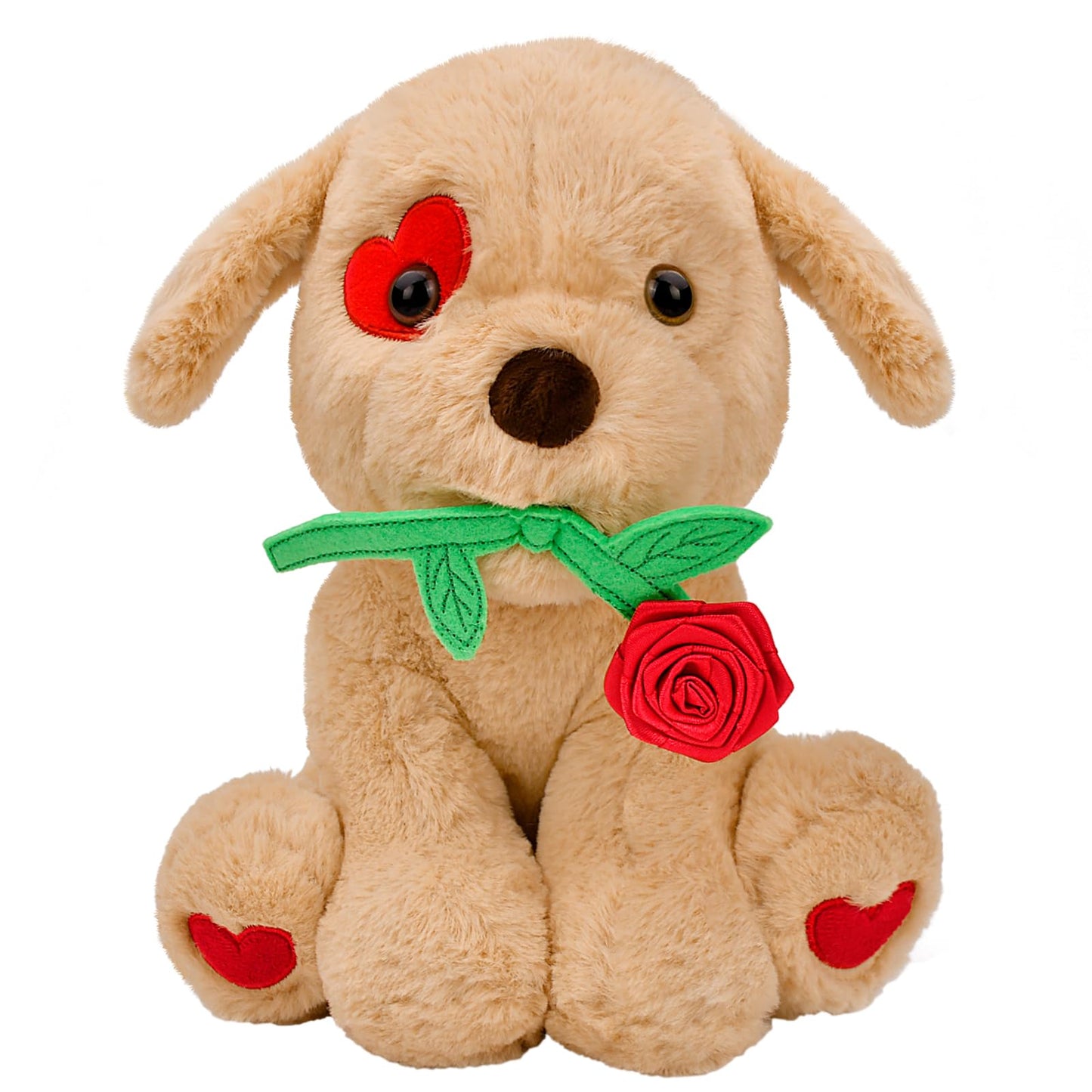 Valentines Day Gifts for Her: 10 inch Funny Cute Plush Dog with Rose for Wife Fiancée Girlfriend Women Mom Kids Naughty Valentine's Stuffed Animals Romantic Gifts for Birthday Wedding Anniversary Xmas