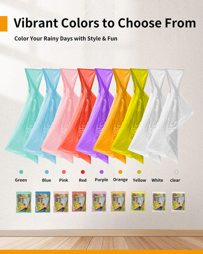 Disposable Rain Ponchos - Extra Long Waterproof Emergency Poncho with Hood for Adults, Bulk Family 6 Pack Raincoat for Park, Concerts, Hiking, Camping Essentials, Home Emergency Survival Kits, Clear