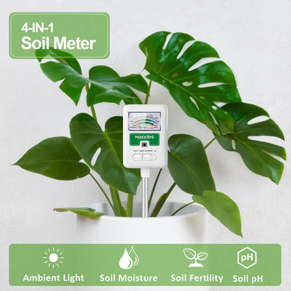 Soil Moisture Meter for Plants, 4-in-1 Soil pH Tester, Soil Tester for Moisture, Light, Nutrients, pH, Soil Ph Test Kit Water Meter for Indoor Plants & Outdoor Garden, Lawn, Farm (No Battery Required)
