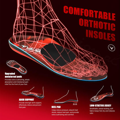 VALSOLE 250+ lbs Plantar Fasciitis High Arch Support Insole for Men Women,Heavy Duty Support Pain Relief Orthotics Insert,Relieve Flat Feet,High Arch,Foot Pain,Standing All Day Boot Work Shoe Insole