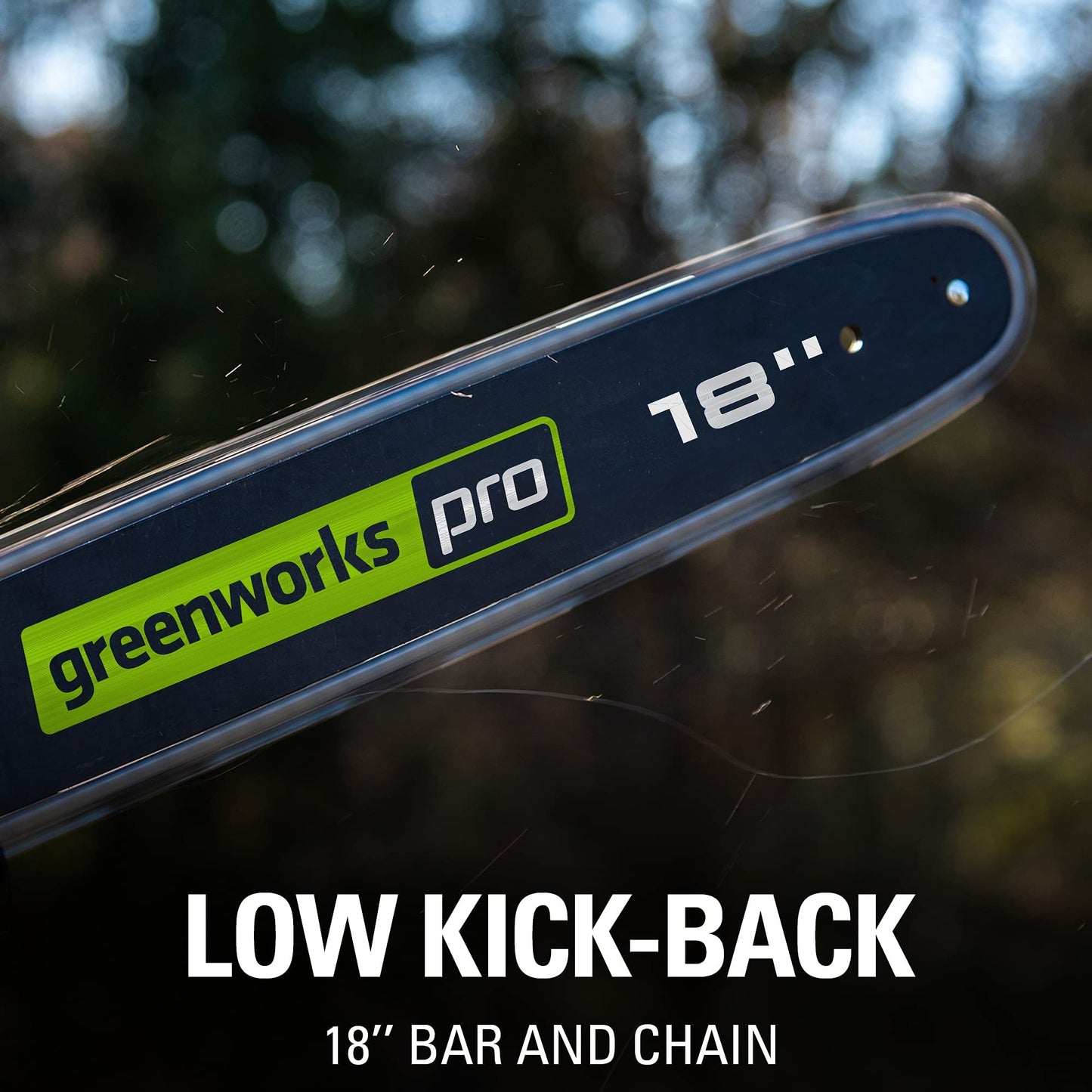 Greenworks 80V 18" Brushless Cordless Chainsaw (Great for Tree Felling, Limbing, Pruning, and Firewood) / 75+ Compatible Tools), Tool Only, Black & Green