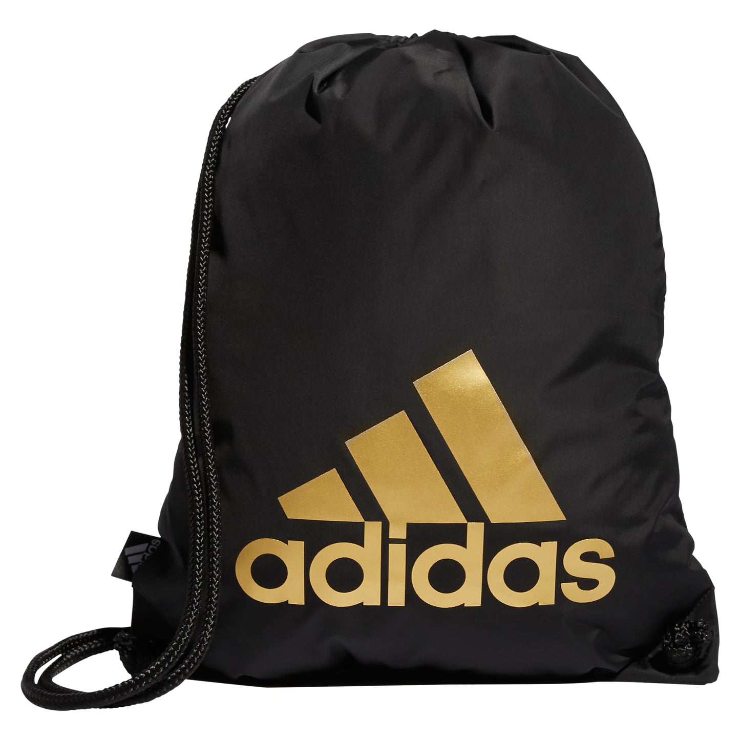 adidas Ready Sackpack, Drawstring Backpack for Women and Men, Lightweight Small Gym Bag, Black/Gold Metallic, One Size