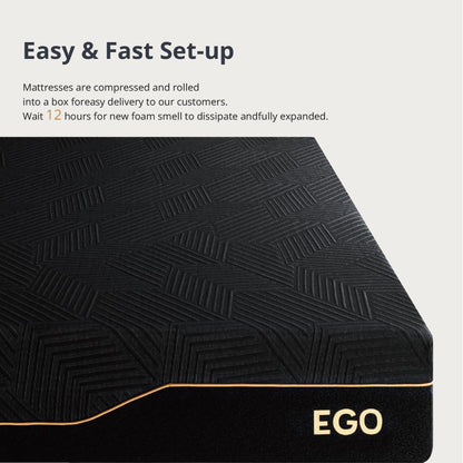 EGOHOME 14 Inch King Size Memory Foam Mattress for Back Pain, Cooling Copper Gel Bed in a Box, Foam Made in USA, CertiPUR-US Certified, Therapeutic Medium Firm, 76x80x14 Black