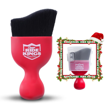 RIDE KINGS Car Detailing Brush,Auto Soft Hair Duster Interior with Curved Dirt Dust Collectors,Automotive Care，Gifts for Men Women(Red)-1pack