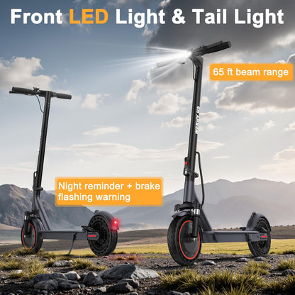 Electric Scooter, 20//22/27 Miles Long Range, 8.5"/10"/14" Tire, Powerful 350/500W Motor, Top Speed 19/22 MPH, Folding Escooter for Adults & Teens with Dual Braking (22Mph-500W-10''-Suspension)