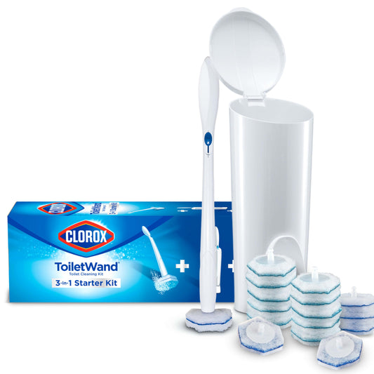 Clorox Original Toilet Cleaning System - ToiletWand, Storage Caddy and 16 Heads, Dorm Room Essentials, (Package May Vary)