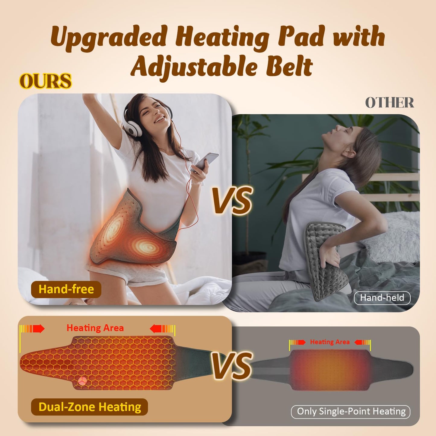 Heating Pad for Back Pain Relief, Wrap Around Heating Pad for Period Cramps, Large Moist Heat Pad for Full Body, Christmas Gifts for Women Men Mom Dad Lady Seniors, Stocking Stuffers for Adults