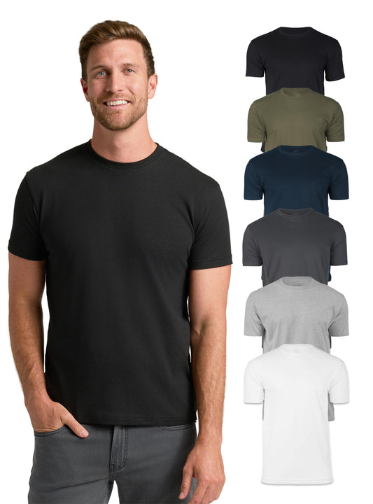 True Classic Mens T-Shirts – Short Sleeve Crew Neck T Shirts for Man, Cotton Blend Plain Novelty Men's T-Shirts, Pack of 6, Variety, XL