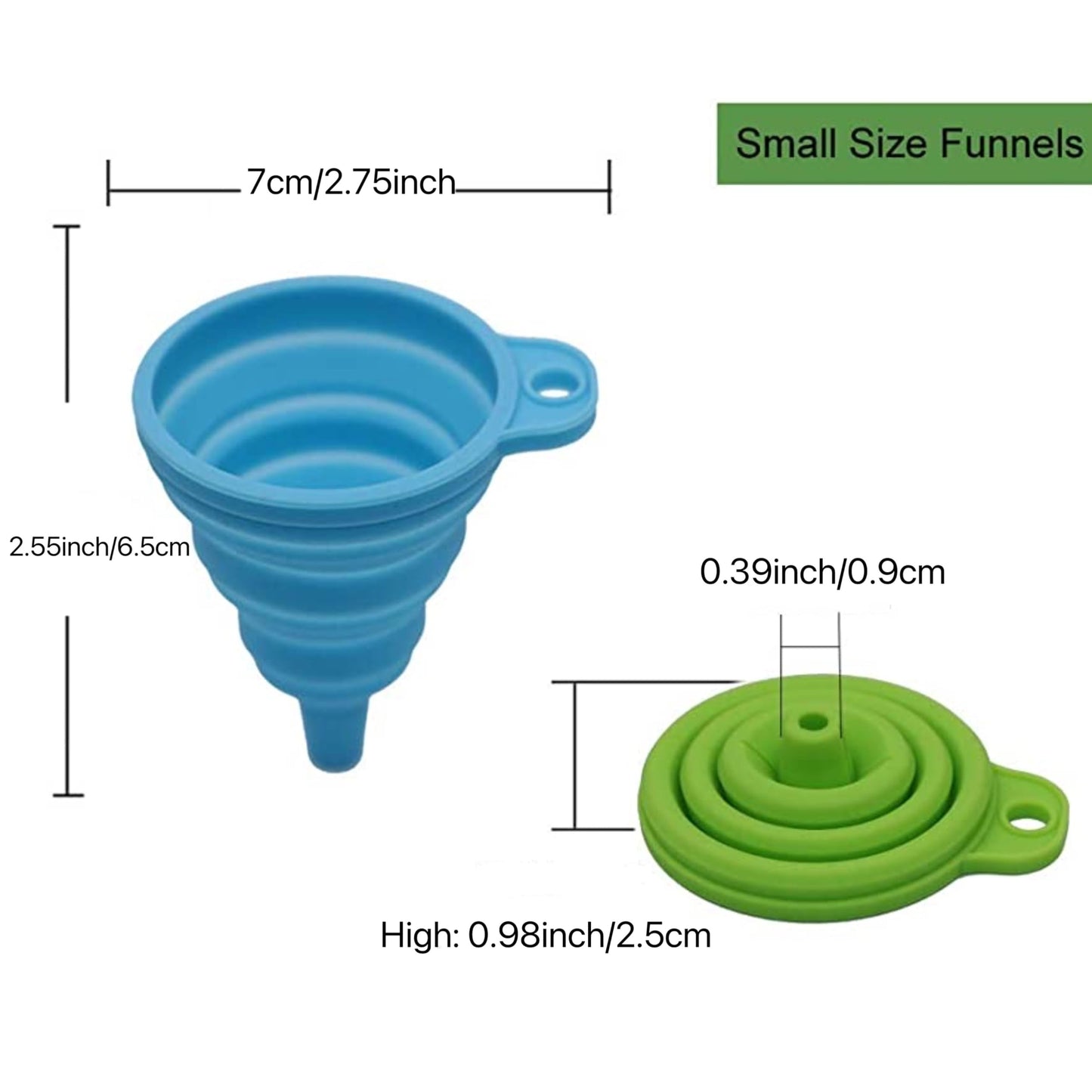 Kitchen Funnel Set 4 Pack, Small and Large, Kitchen Gadgets Accessories Foldable Silicone Collapsible Funnels for Filling Water Bottle Liquid Transfer Food Grade