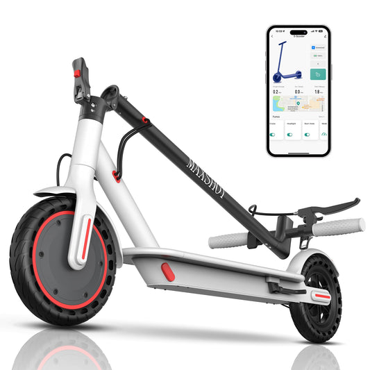 MAXSHOT Electric Scooter Adults & Big Kids, 350W Powerful Motor, Top Speed 12/16/19MPH, 12/16/21Miles Range, 8.5" Solid Tires Folding Commuter Escooter for Commuting, APP Control