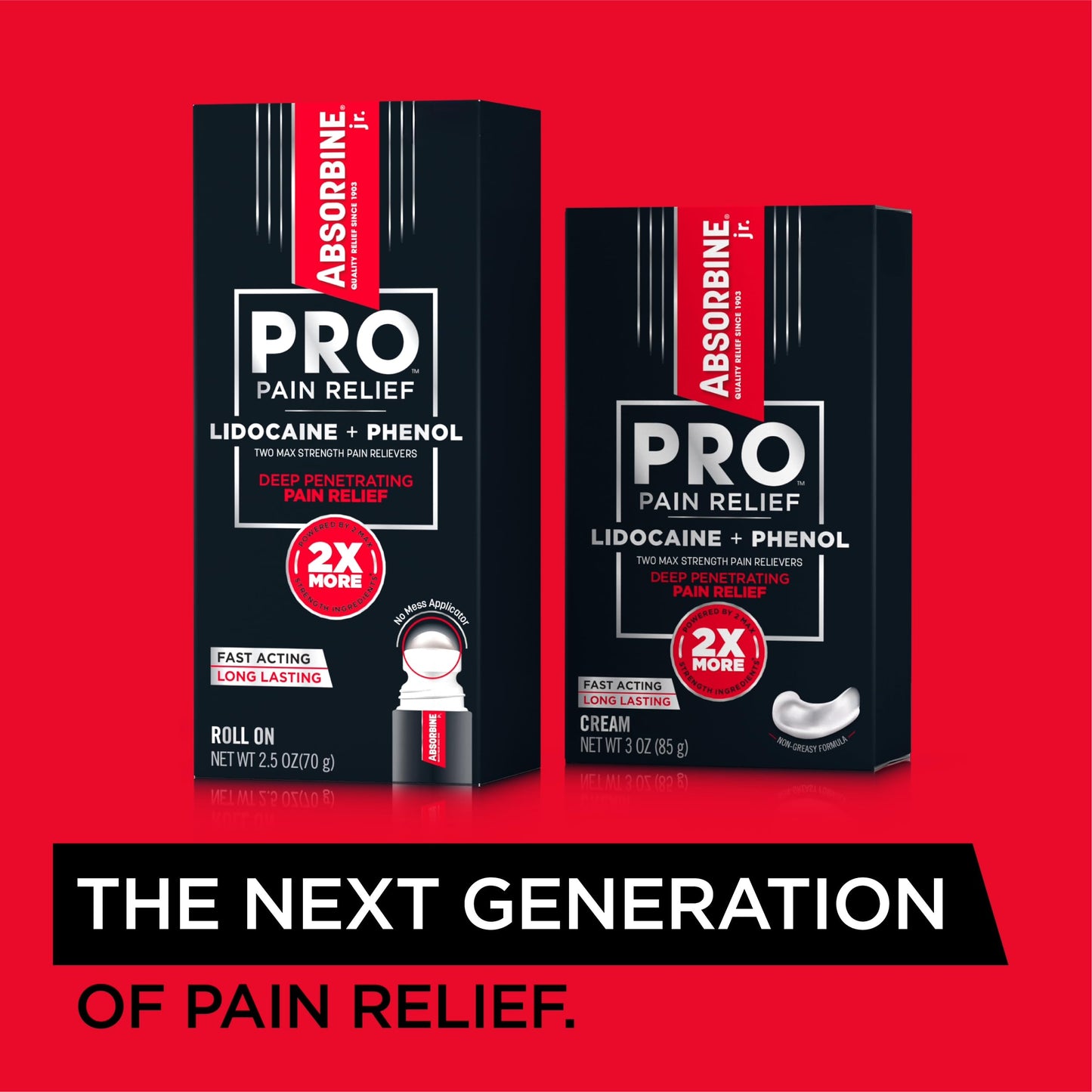 ABSORBINE JR. PRO Maximum Strength Lidocaine Roll-On for Fast Nerve and Muscle Pain Relief