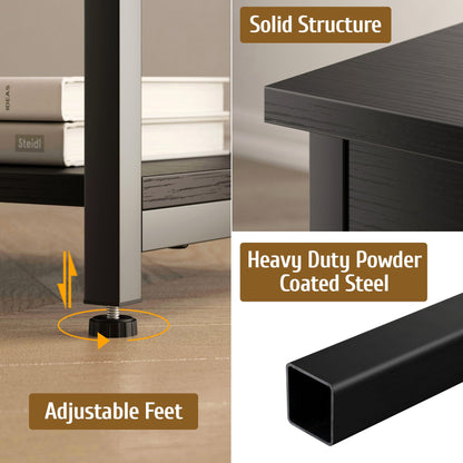CALERTAIN End Tables with Charging Station USB Ports, 3 Tier Tall Night Stand with Storage Shelves,Narrow Side Table for Small Space Living Room Bedroom Office, Record Player Stand, Black
