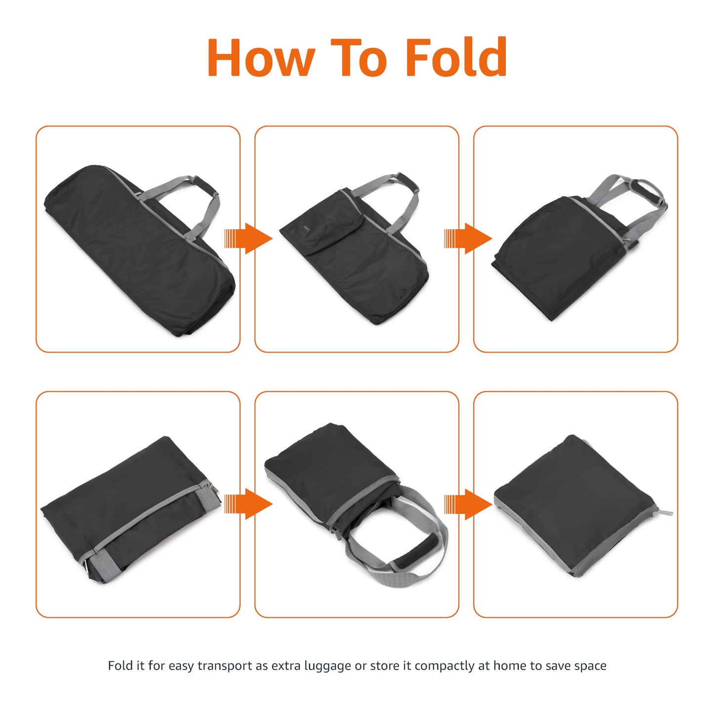 Amazon Basics 32" Extra Large Foldable Duffle Bag for Travel & Storage, with Exterior/Interior Zippered Pockets, Lightweight/Durable Nylon Material, 50-LBS Capacity, 9254 Cubic Inch (150L), Black