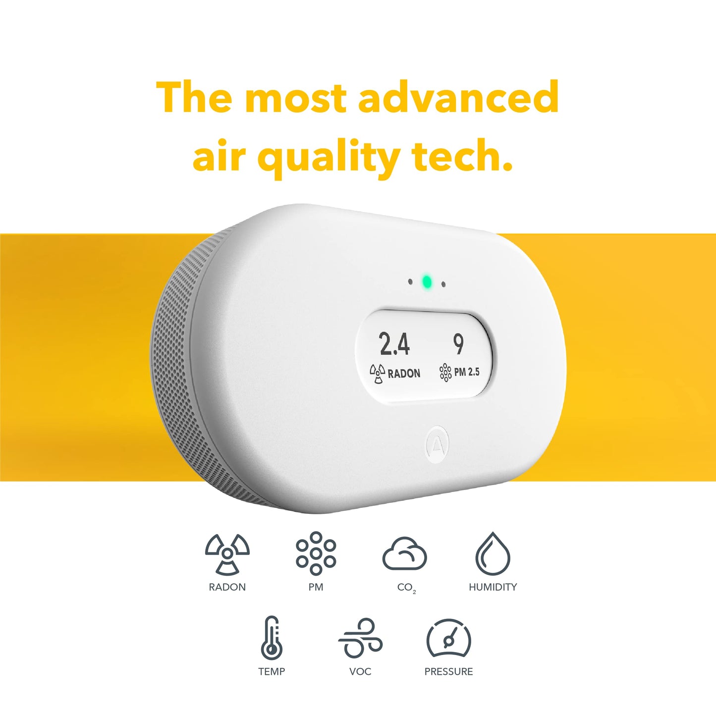 Airthings 2960 View Plus - Battery Powered Radon & Air Quality Monitor (PM, CO2, VOC, Humidity, Temp, Pressure)