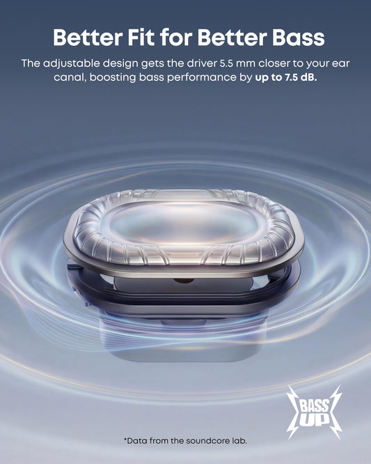 Soundcore V40i by Anker, Open-Ear Headphones, Clear Design, Lidless Case, 4 Adjustable Positions for Every Ear Size, Richer Bass, IP55, 21H Playtime, AI Clear Calls, Bluetooth 5.4, App Control
