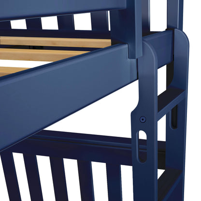 Max & Lily Bunk Bed Twin over Twin, Solid Wood Bunk Bed Frame with Ladder for Kids, 14" Safety Guardrails, Easy Assembly, No Box Spring Needed, Blue