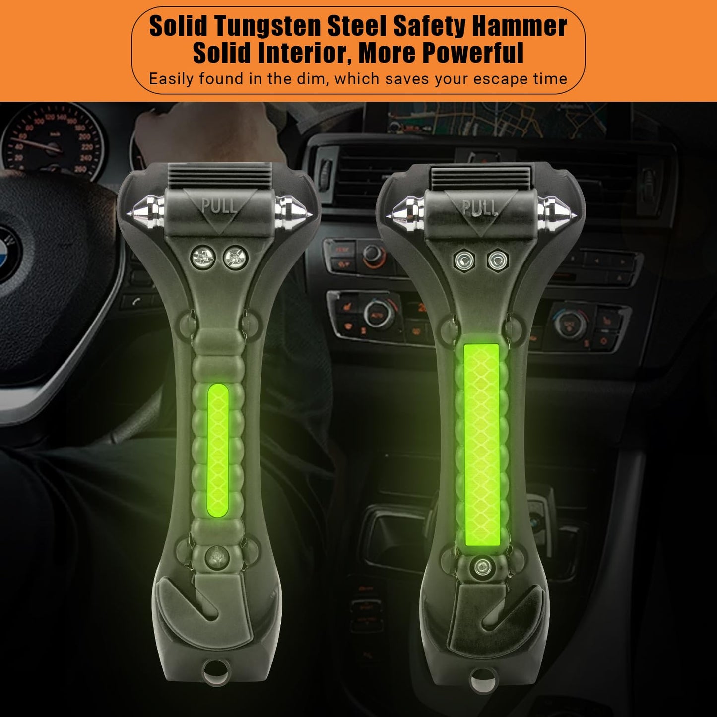 BSUXMAFG 2PCS Car Window Breaker, Glass Breaker, Window Breaker Seatbelt Cutter, 2-in-1 Car Safety Hammer with One Second Emergency Glass Hammer, Safety Emergency Car Escape Tool for Car, Office, Home