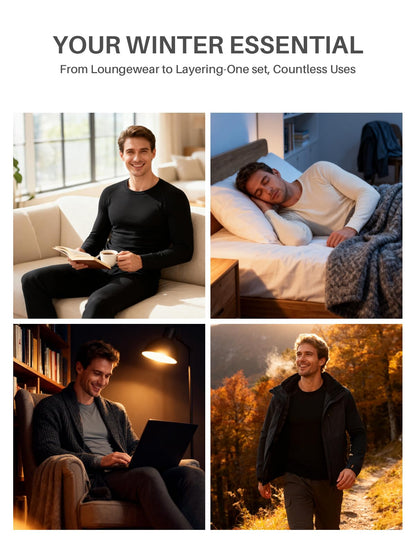 gagli Thermal Underwear for Men: Micro-Fleece Lined Long Johns Warm Base Layer, Soft Thermals Top and Bottom Set for Cold Weather 32-50℉