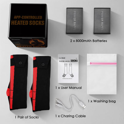 Heated Socks for Men Women with APP Control,8000mAh Upgraded Rechargeable Heated Socks Up to 13 Hours,Electric Heating Socks for Camping Fishing Cycling Skiing Skating Hunting Hiking