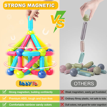 Loovio Magnet Toys for 3 Year Old Boys & Girls, Montessori Toys for Toddlers Kids, Magnetic Blocks Building DIY Learning Educational Toys Gift- Starter Set