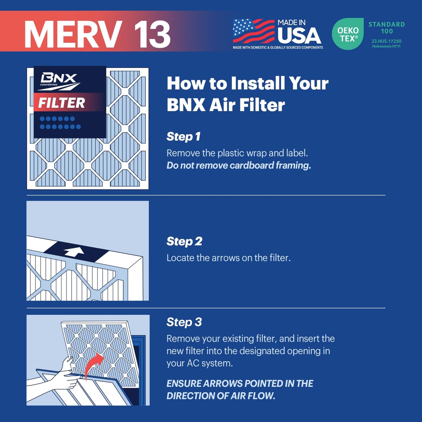 BNX TruFilter 18x20x1 Air Filter MERV 13 (12-Pack) - MADE IN USA - Electrostatic Pleated Air Conditioner HVAC AC Furnace Filters for Allergies, Pollen, Mold, Bacteria, Smoke, Allergen, MPR 1900 FPR 10