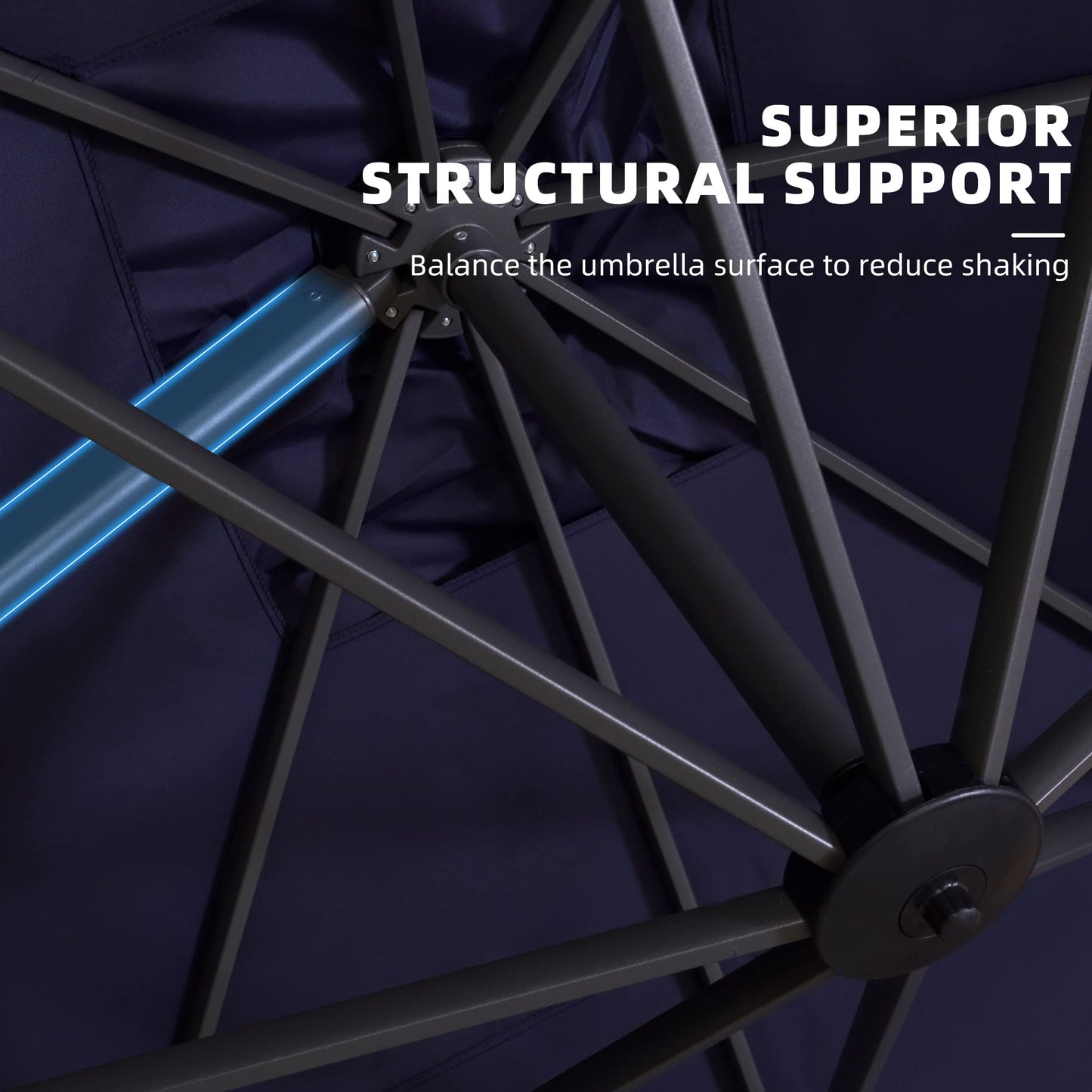 PURPLE LEAF 10' X 13' Patio Umbrella Outdoor Cantilever Rectangle Umbrella Aluminum Offset Umbrella with 360-degree Rotation for Garden Deck Pool Patio, Navy Blue