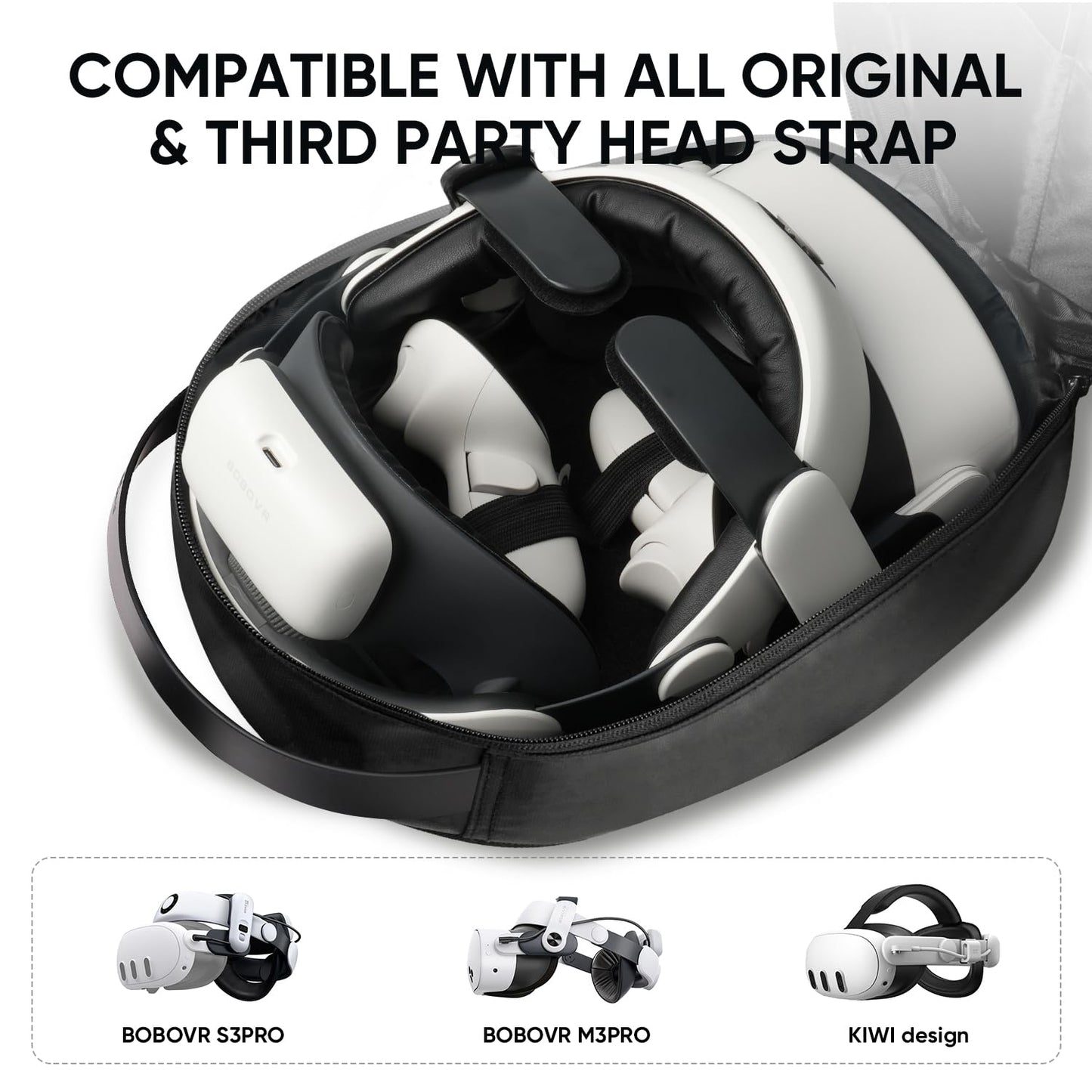 BnLnHOGVR Quest 3 Carrying Case Compitable with Meta Quest 3/Quest 2/Vision Pro VR Headset, Expand Capacity for Elite Head Strap and Controller Accessories, Ultra Unique Design for Comfort Travel