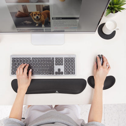 Gimars Upgrade Enlarge Silky and Superfine Fabric Gel Memory Foam Keyboard Wrist Rest Set, Ergonomic Keyboard Mouse Wrist Support for Typing Pain Relief, Comfort for Office, Gaming, Computer, Black