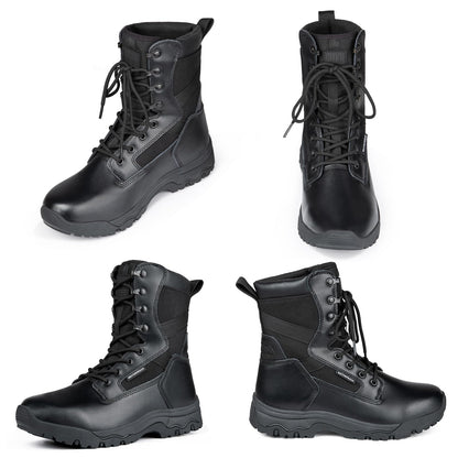 FREE SOLDIER Men’s Tactical Boots 8 Inches Lightweight Combat Boot Durable Suede Leather Military Work Boots Desert Boot(Waterproof Black 7)