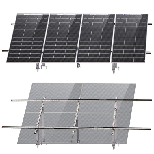ECO-WORTHY Upgraded Solar Ground Mount Adjustable Multi-Pieces Solar Panel Mounting Brackets Kit System for 4pcs 200W/3pcs 300W/2pcs 400W Solar Panels for Ground,Open Space, Cabins and Backyard Sheds