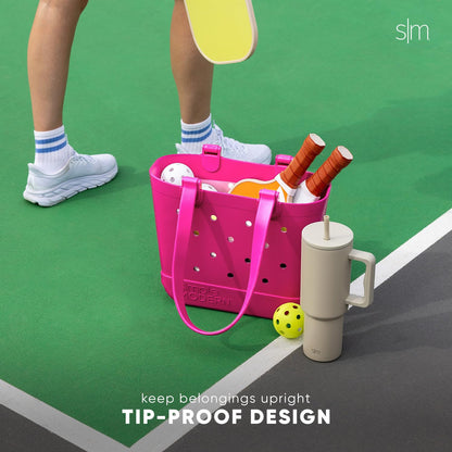 Simple Modern Beach Bag Rubber Tote | Waterproof Medium Tote Bag with Zipper Pocket for Beach, Pool Boat, Groceries, Sports | Getaway Bag Collection | Blush