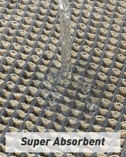 Upgraded Waffle Runner Rug Super Absorbent Non Slip Bath Mats for Bathroom Washable Bathroom Runner Rug with Tassels, Ideal for Hallway Bedroom Laundry Room, Dark Grey & Yellow, 2' x 6'(24" x 72")