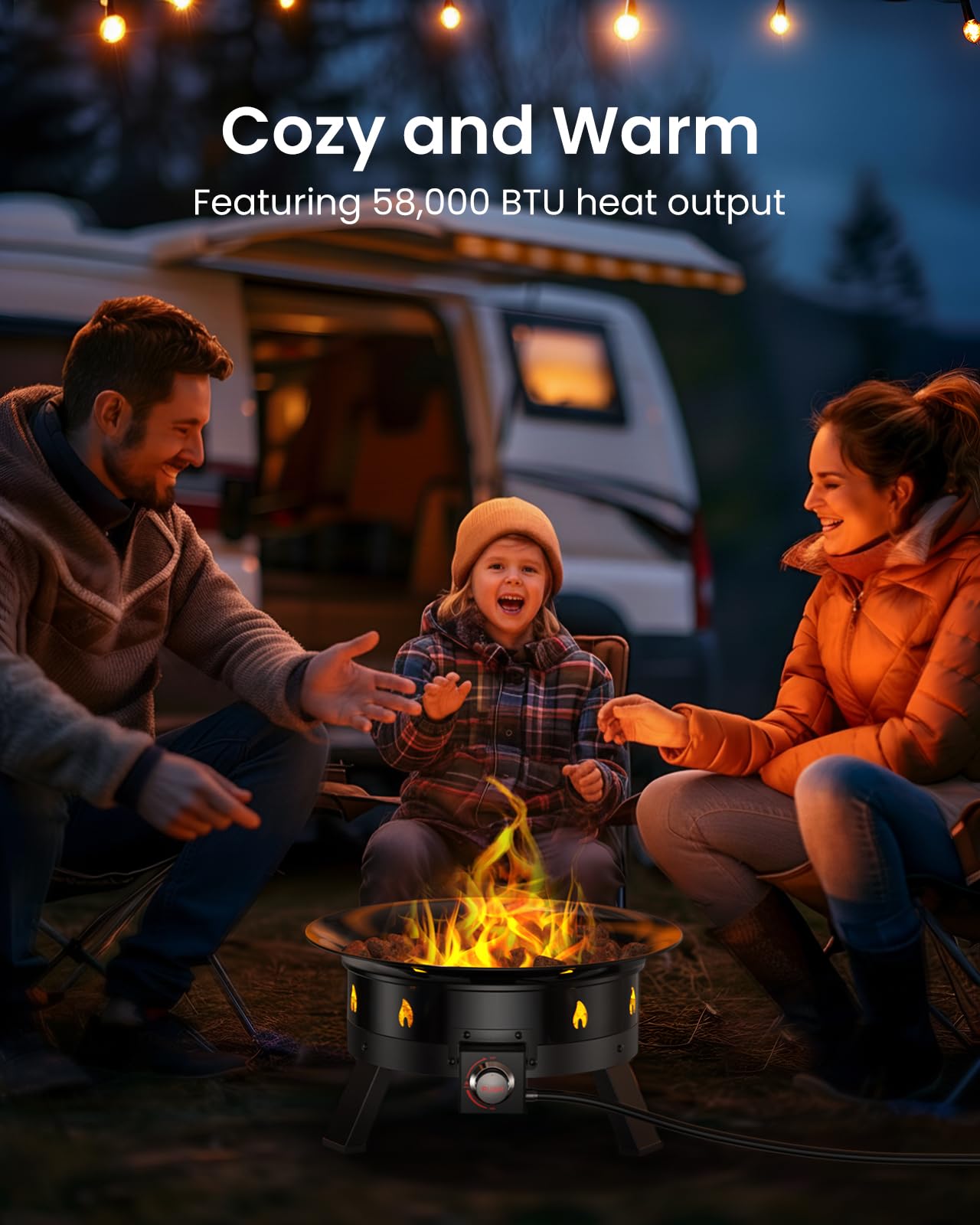 Ciays Large Propane Fire Pit 19 Inch, Gas Fire Pit with Grill Grate, Folding Legs, Hose Hooks, Propane Tank Holder, Cover & Carry Strap, CSA Certified Portable Outdoor Fire Pit for Camping, 58,000 BTU