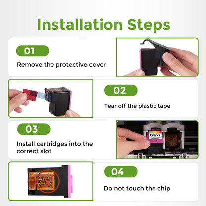 65XL Black Ink Cartridge Replacement for HP Ink 65 HP65 XL HP65XL for 5000 5055 3755 3700 3772 3722 2600 2622 3752 2652 2655 2640 5052 5010 Printer (2 Pack)