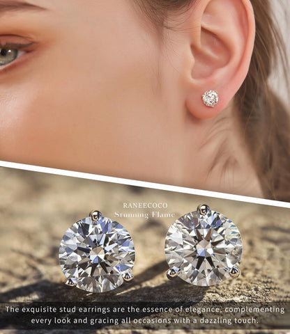 "STUNNING FLAME" 18K Gold Plated Silver Brilliant Cut Simulated Diamond Cubic Zirconia Stud Earrings(yellow-gold-plated-silver, 4.0)