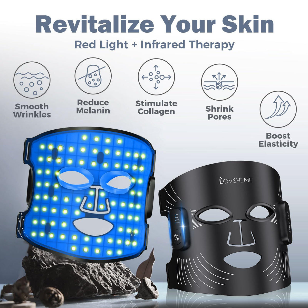 Lovsheme Red Light Therapy for Face – Wireless Red Light Therapy Mask LED Face Mask Light Therapy with 320 LEDs, 4 Modes, Skin Rejuvenation, Ideal Beauty Gift for Women & Men