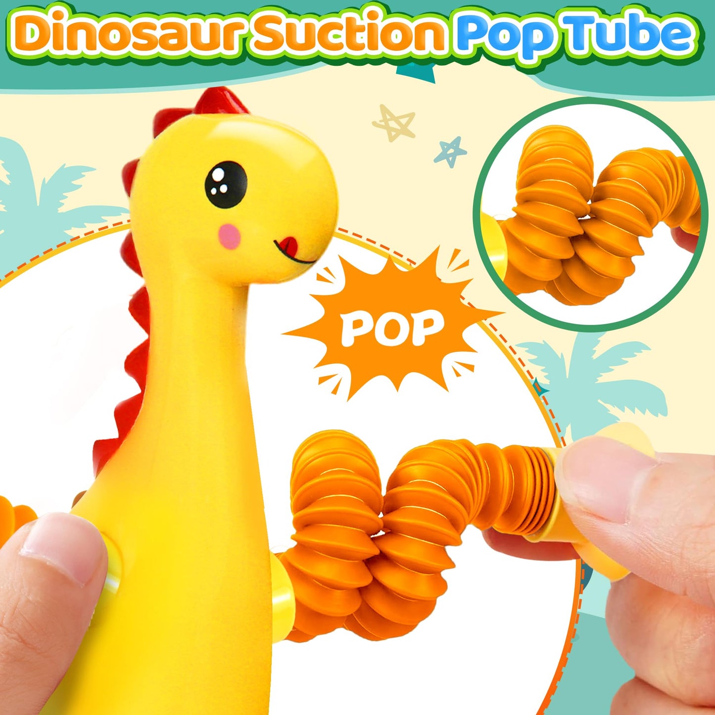 Valentines Day Gift for Toddlers Kids 4Pcs Dinosaur Airplane Travel Toys for Kid Boys Girls Sensory Suction Cup Tube ADHD Autism Road Trip Car Activities Essential Stocking Stuffers Gifts