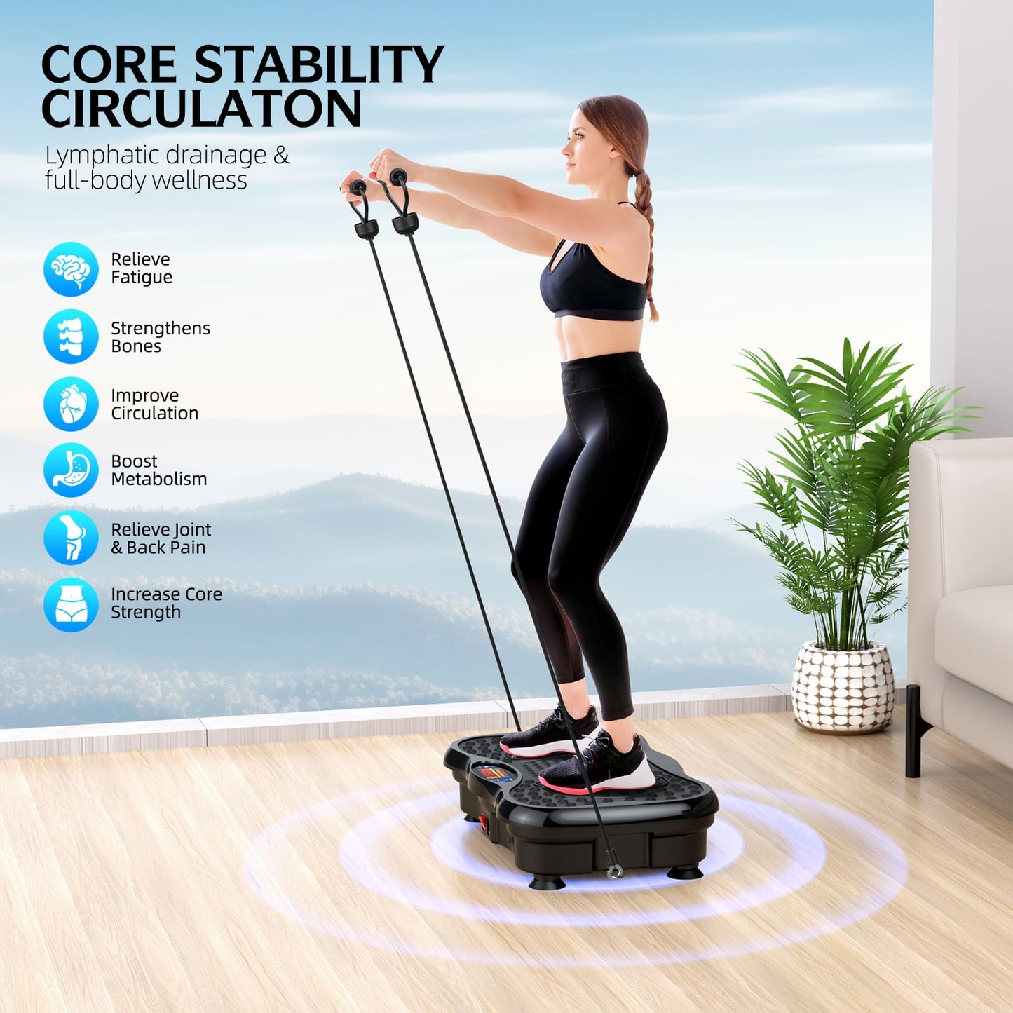 GMCXAX Vibration Plate Exercise Machine, Lymphatic Drainage Machine for Weight Loss, Lymphatic Drainage & Muscle Recovery, Multiple Speeds with Bluetooth & Remote, Max User Weight 330lbs