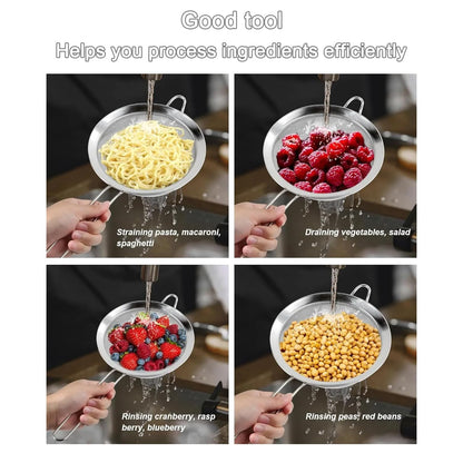 3 Piece Ultra Fine Wire Strainer with Handle, Small Medium Large Sieve Metal Strainer Set, Stainless Steel Sieve Fine Mesh Strainer for Kitchen Rice Juice Quinoa Food Flour Baking